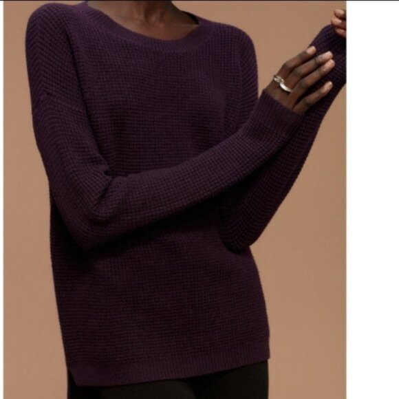 Aritzia Wilfred Free Isabelli Waffle Knit Sweater Deep Purple Size Small - Picture 4 of 8